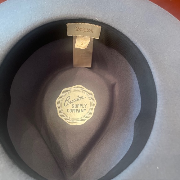 Free People Brixton Venice Blue Fedora with Tan Geometric Band - Picture 4 of 5